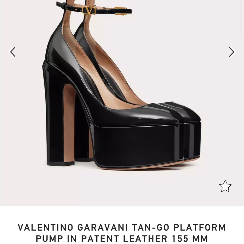 Authentic Valentino Garavani Tan-Go patent-leather platform pump. Brand new.